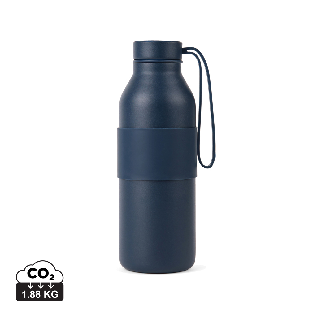Gourde isotherme promotionnelle 500 ml à dragonne Niro Bleu marine